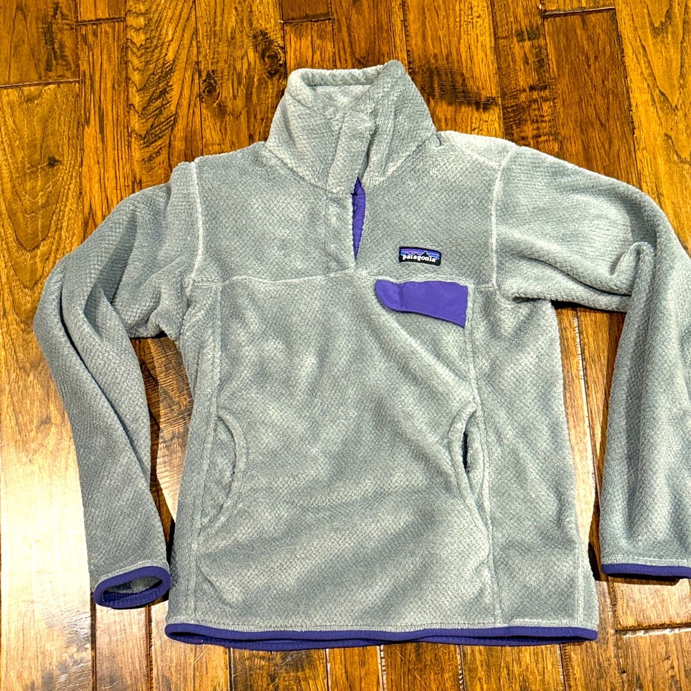 Patagonia Re-Tool Snap-T Polartec Fleece Pullover Jacket Gray Purple Womens S